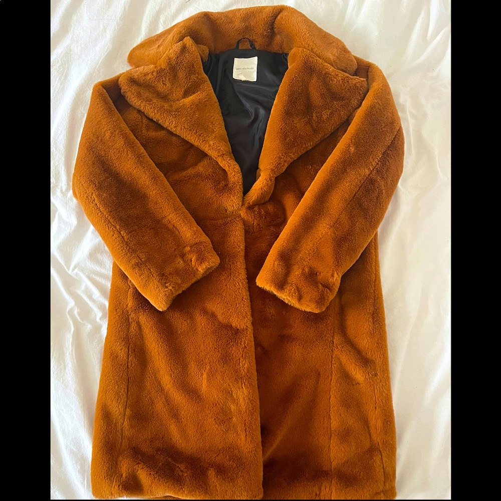 Faux fur trench coat